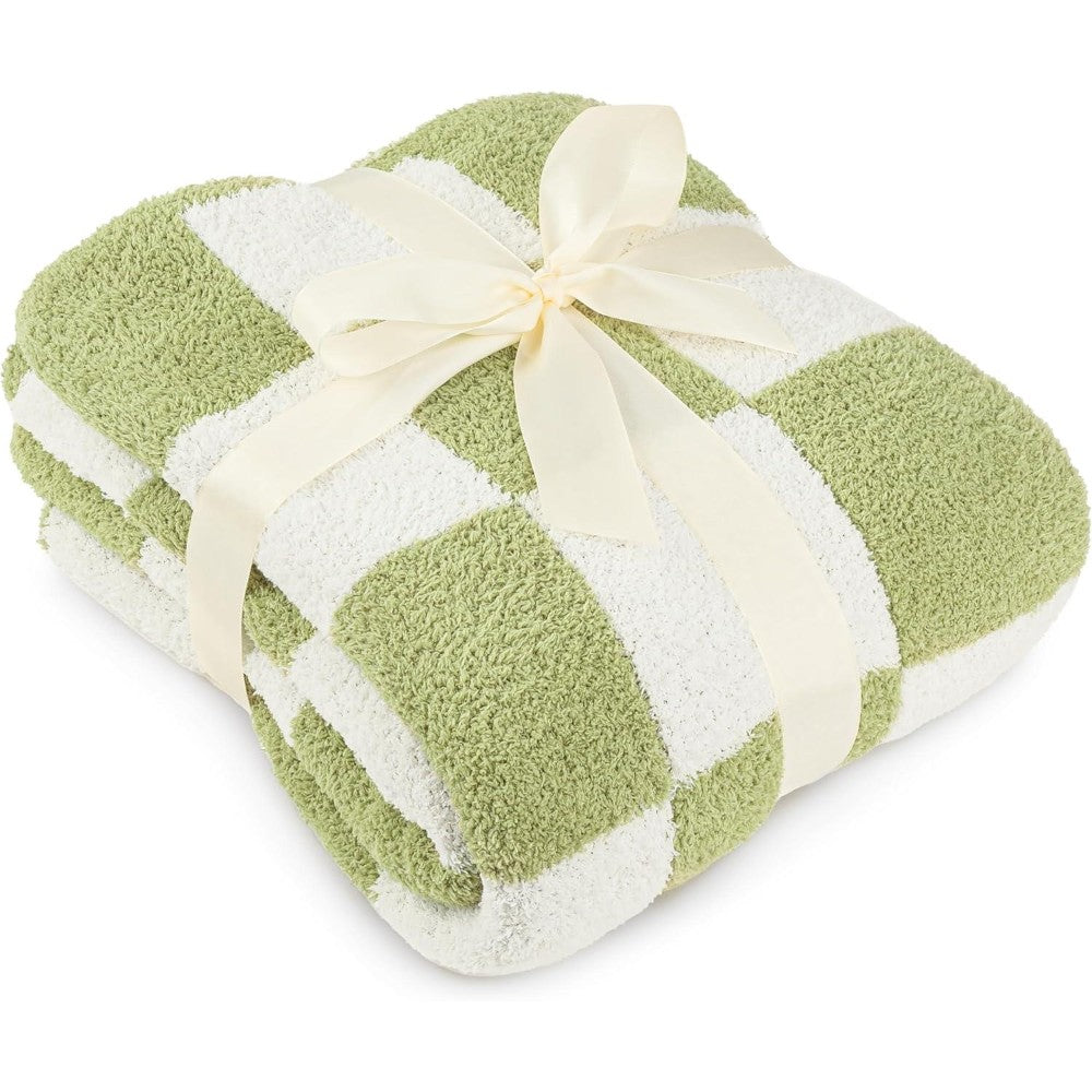 Dyzi Checkered Throw Blanket Soft Cozy 200x230cm Sage Green