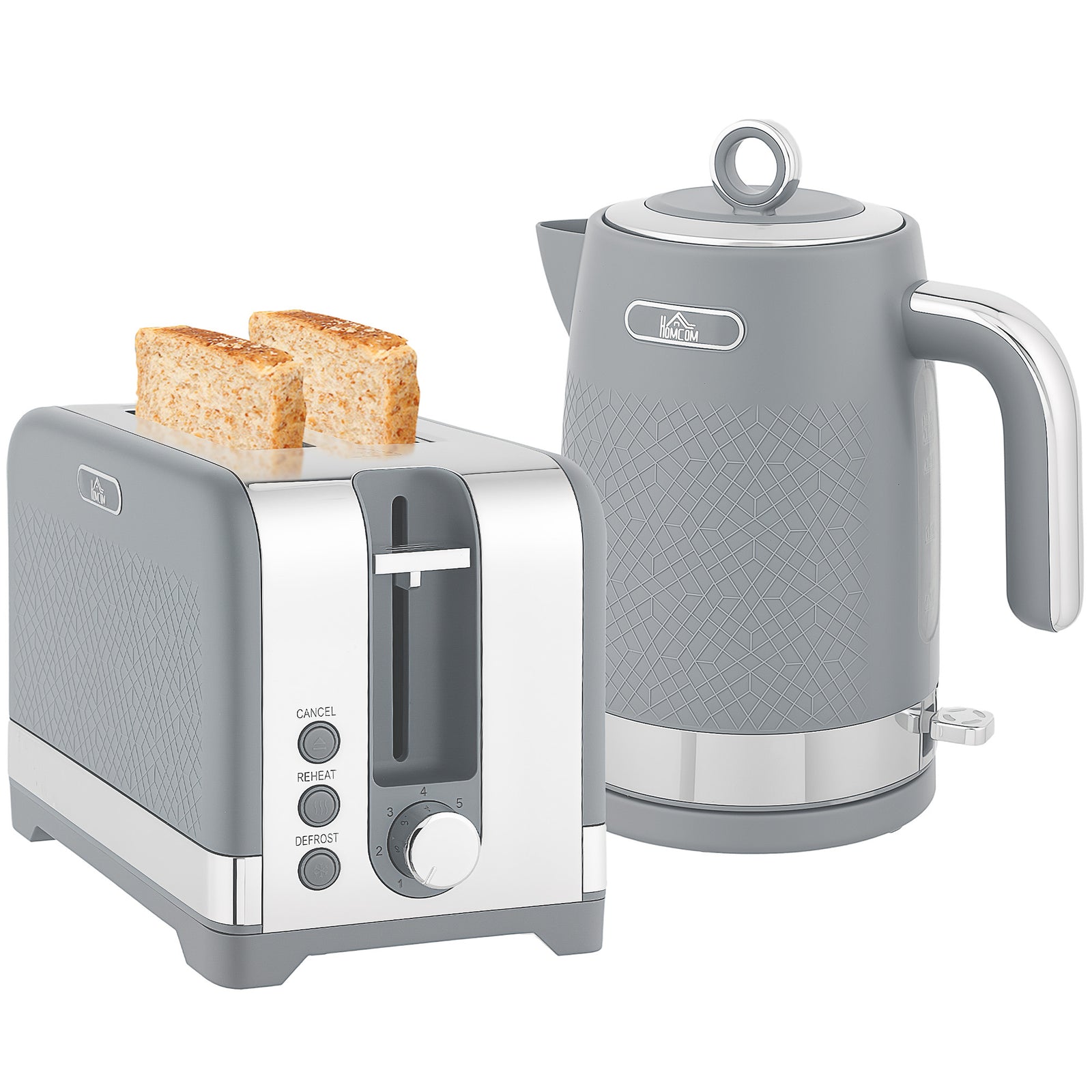 3000w Rapid Boil Kettle And Toaster Set With Otter Thermostat | Grey