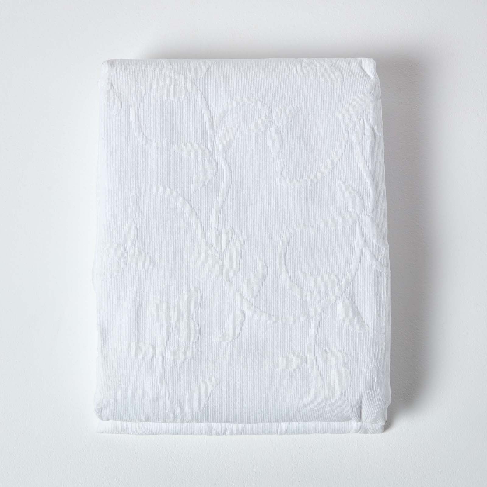 Cotton Rich Floral Metelassé Pattern Bedspread | 230cm x 260cm | White