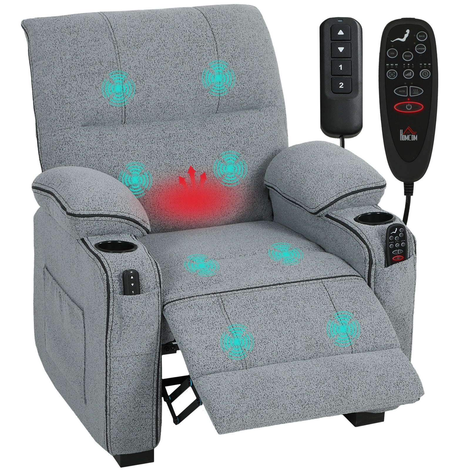 HOMCOM Electric Massage Recliner Armchair With Heat, Power Reclining Chair