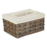 Wicker Grey Scandi Storage Basket With White Lining | Set-of-4 | White