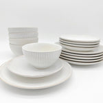 Reactive Cream Glaze Dinner Set Plates Bowls | Set of 12 | Cream