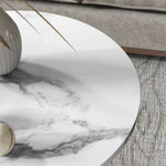 Marble-effect Round Coffee Table Set Of 2 For Living Room | Gold