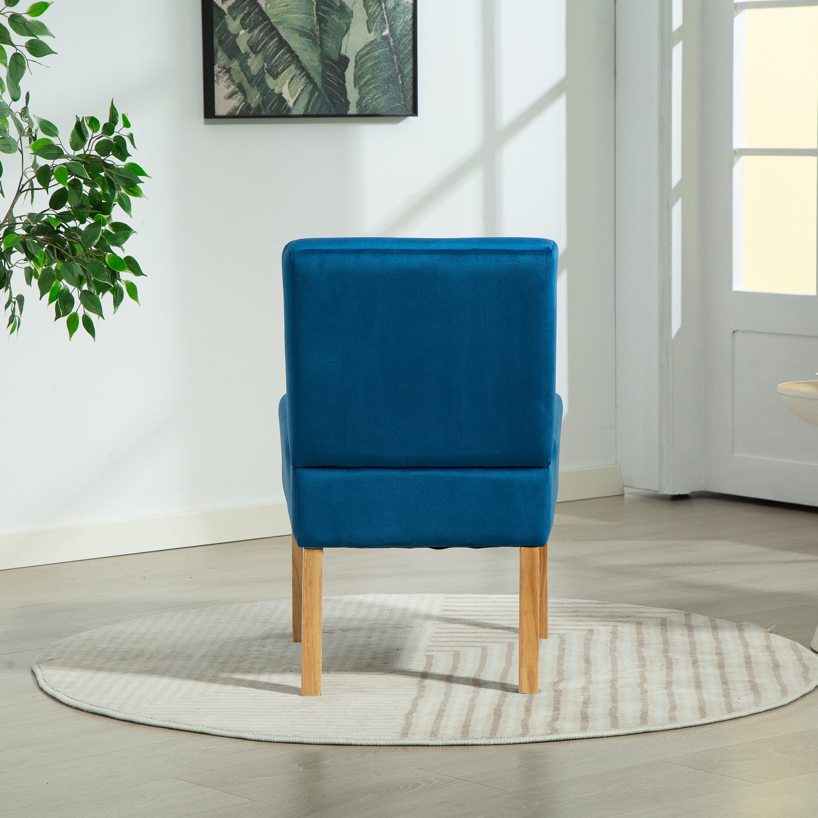 Corina Velvet Fabric Armless Accent Chair | Blue