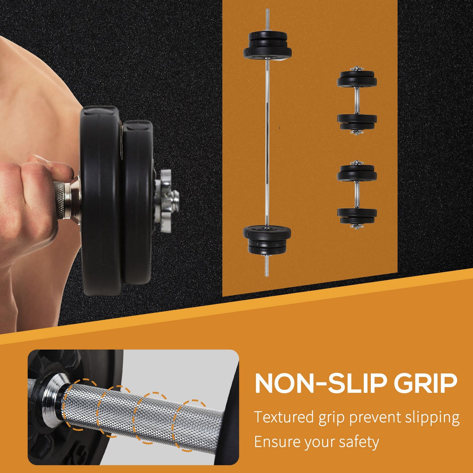 65kg Adjustable Dumbbell And Barbell Set | Black