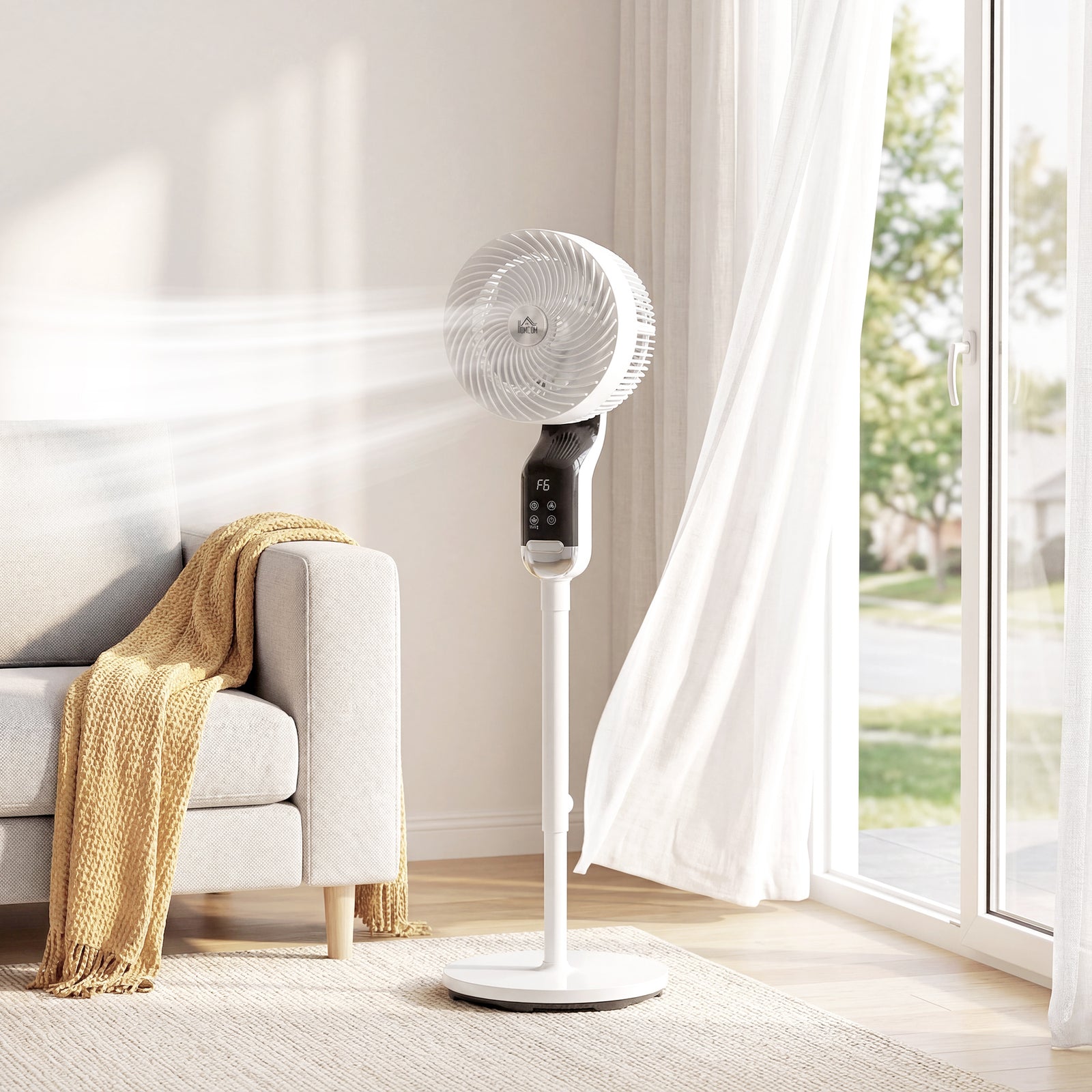20 Db Standing Fan For Bedroom, Pedestal Fan With Oscillating | White