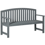 Wooden Garden Bench 2 Seater Slatted Seat With Arm For Patio | Gray