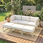 Outsunny 6 Pc Garden Daybed, Sectional Sofa Set With Coffee Table, Footstool