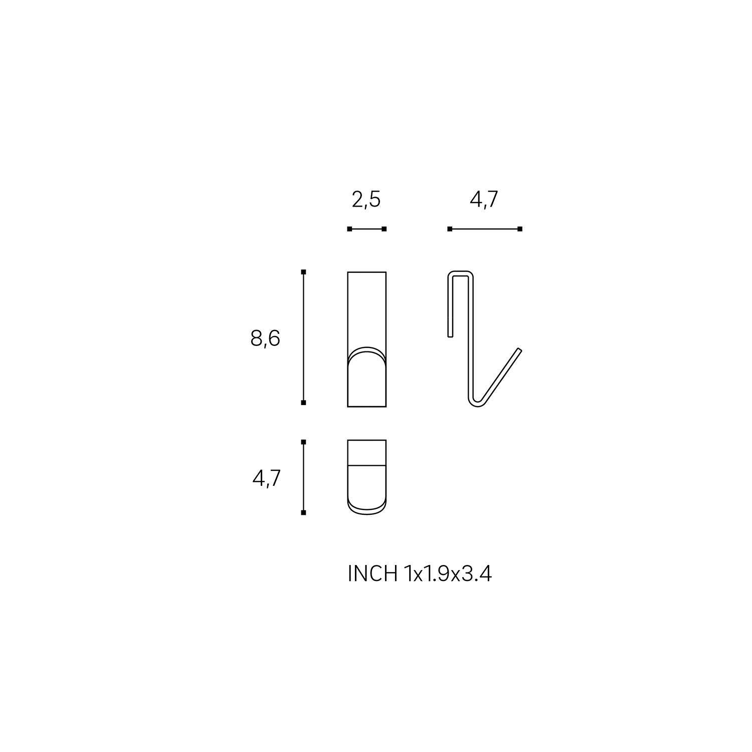 Towel Hook, Robe Hook, Coat Hook 2 Pieces Chrome, Architect S+ Collection