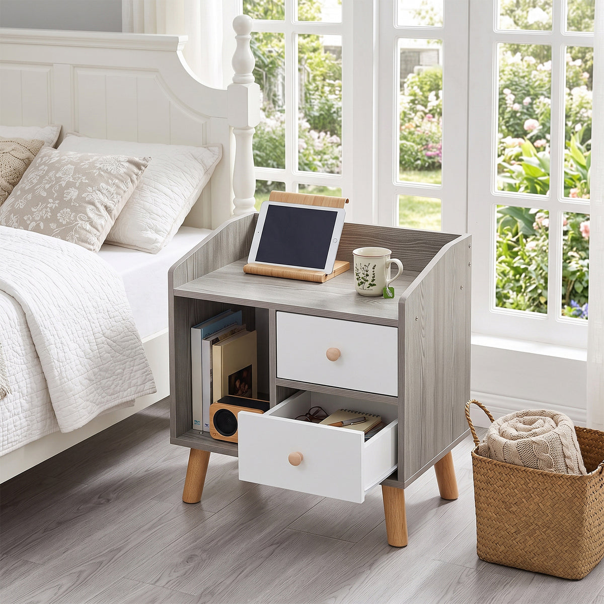 Breeins Compact Dual-drawer Bedside Table Nightstand