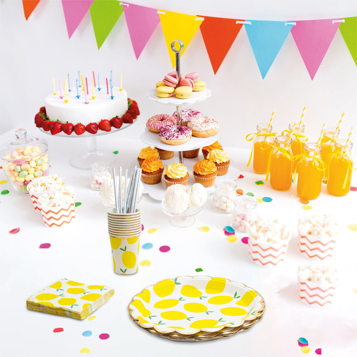 Cheetah 40 Piece Party Tableware Set Lemons