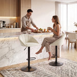 Bar Stools Set Of 2 Velvet Adjustable Swivel | Cream