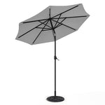 3m Outdoor Patio Parasol – Solar-powered Umbrella With 24 Led Lights, Tilt & Crank Handle, With Cement Base | One Size | Light Grey
