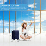 55x40x20cm Lightweight Luggage Hard Shell Cabin Suitcase 60+ Airlines Approved - Carry On Case - 4 Wheels | 55 x 40 x 20cm | Navy Blue