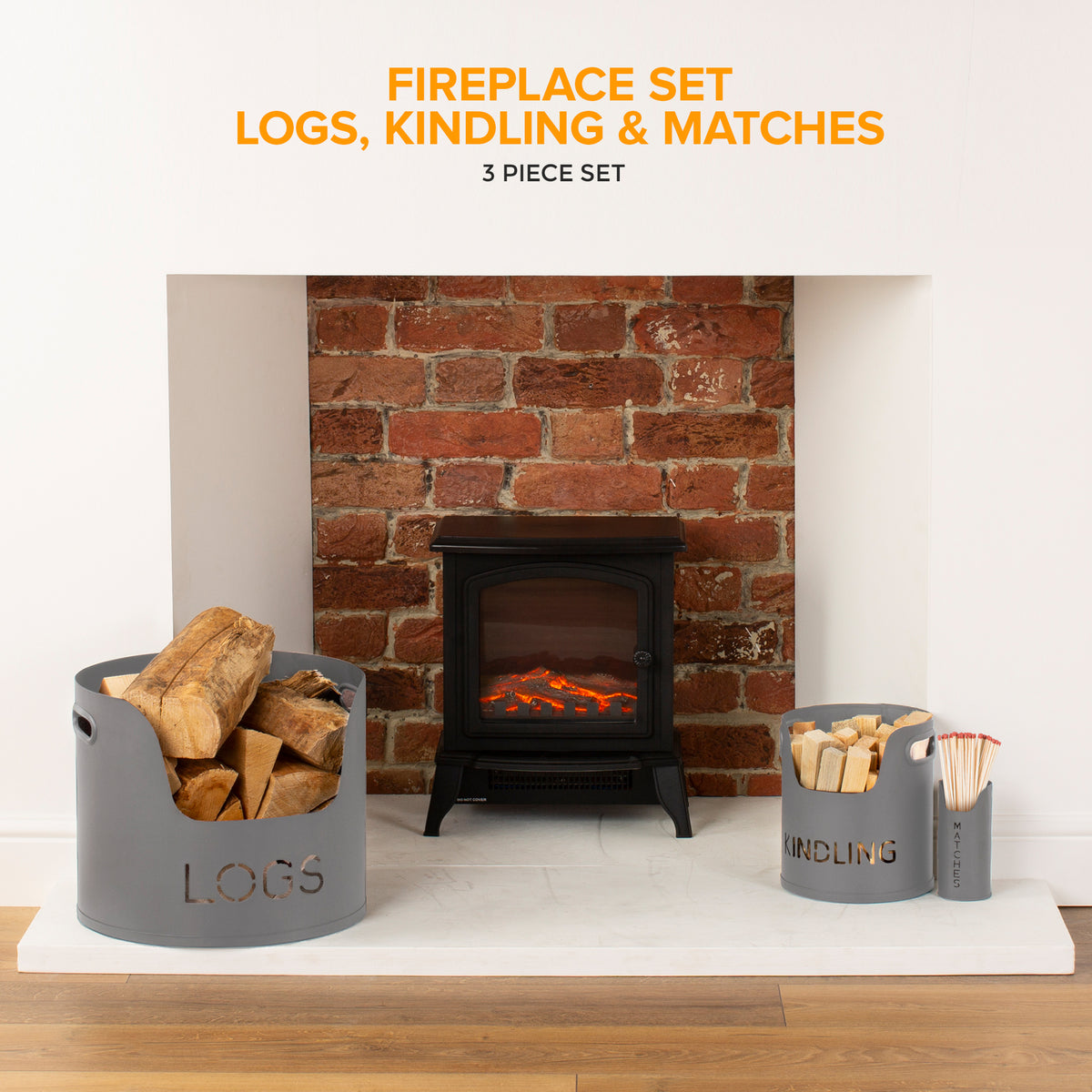 Livivo 3 Piece Fireplace Log & Kindling Storage Bucket Set
