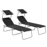 Black Foldable Sun Lounger Set Of 2