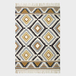 Agra Handwoven Diamond Kilim Wool Rug | 120cm x 180cm | Yellow & Black