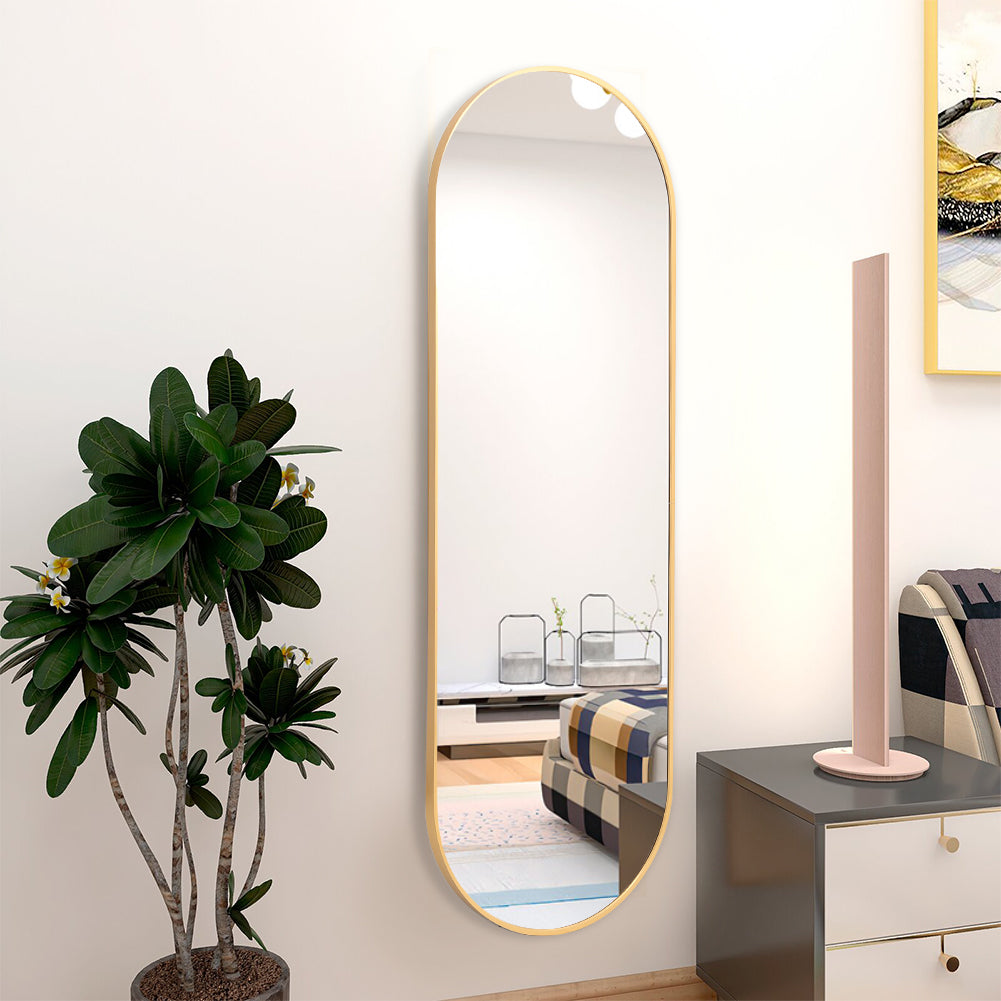 50x160cm Gold Modern Metal Oval Full Length Wall Mirror