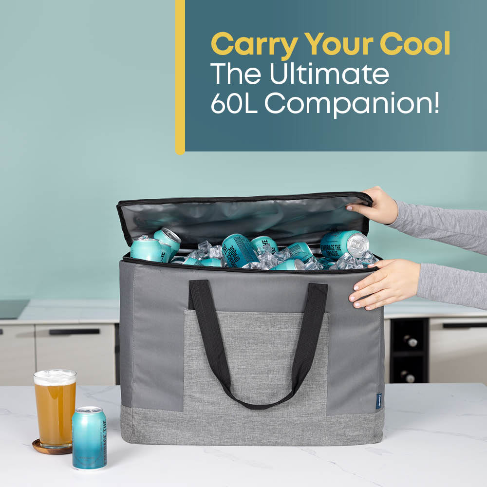 60l Insulated Cooler Bag With Strap | Grey