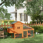 Pawhut Wooden Chicken Coop With Run, Nesting Box, Slide-out Tray, Ramp