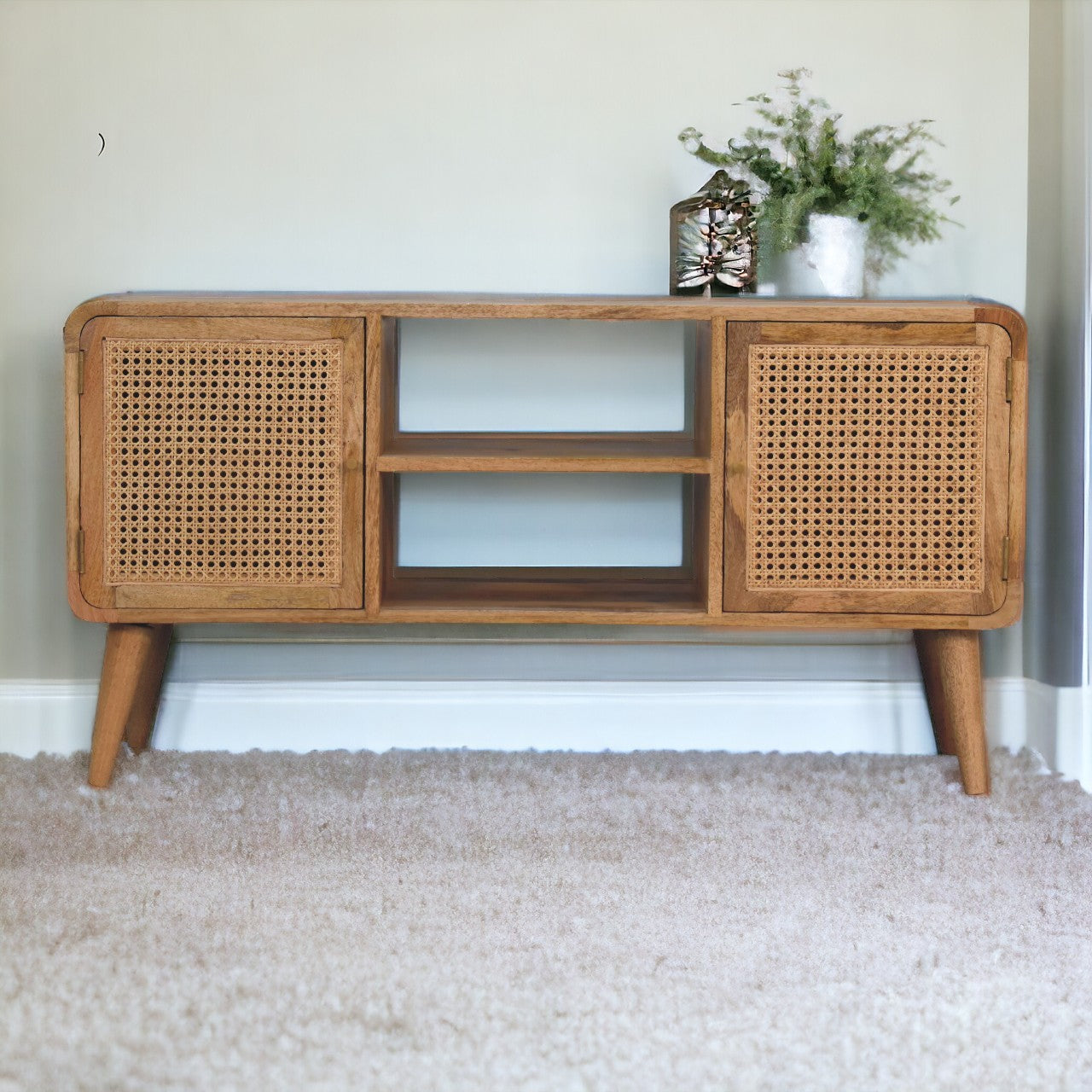 Solid Wood Larrisa Woven Media Unit