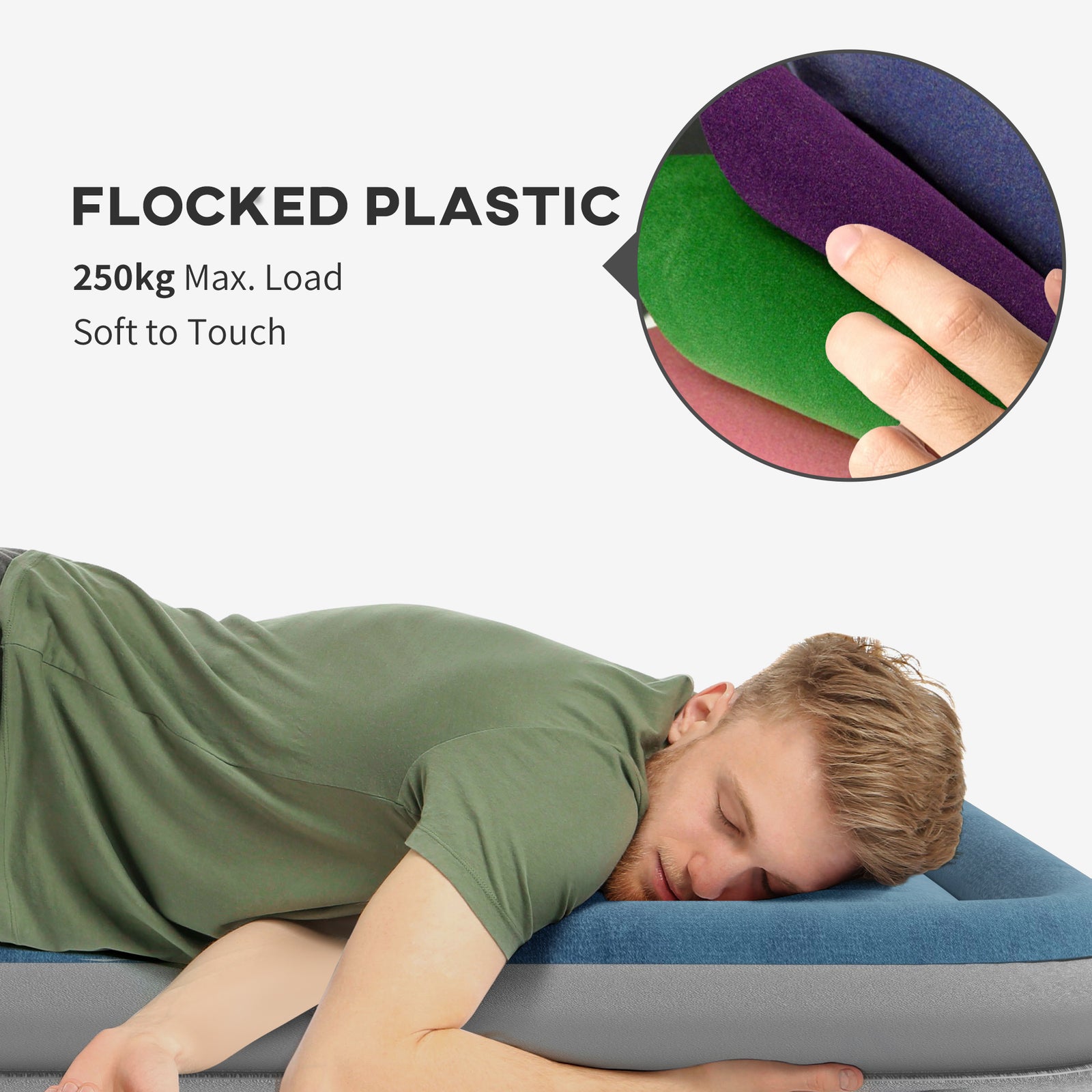 King Size Air Bed With Built-in Pump | Blue