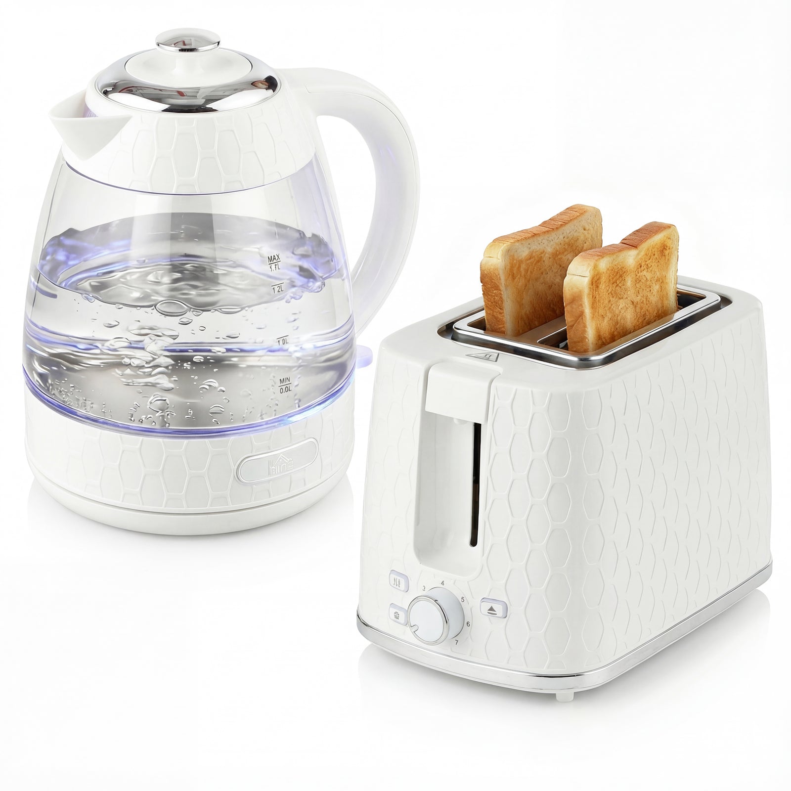 Kettle And Toaster Set With Limescale Filter, Crumb Tray | Cream