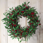 60cm (24 Inches) Large Luxury Christmas Mistletoe Leaf And Red Berry Floristry Wreath