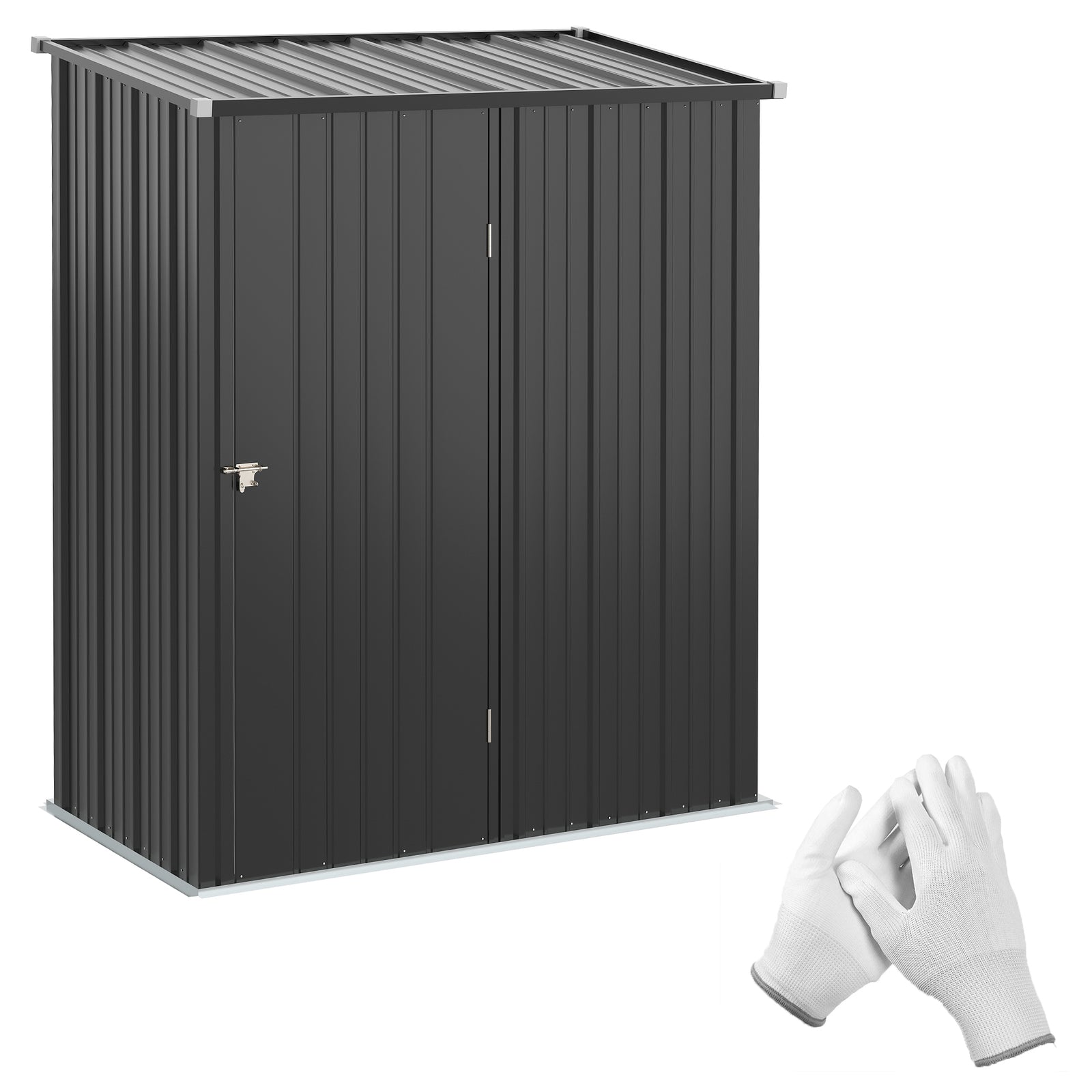 Outdoor Storage Shed Steel Garden Shed With Lockable Door | Black