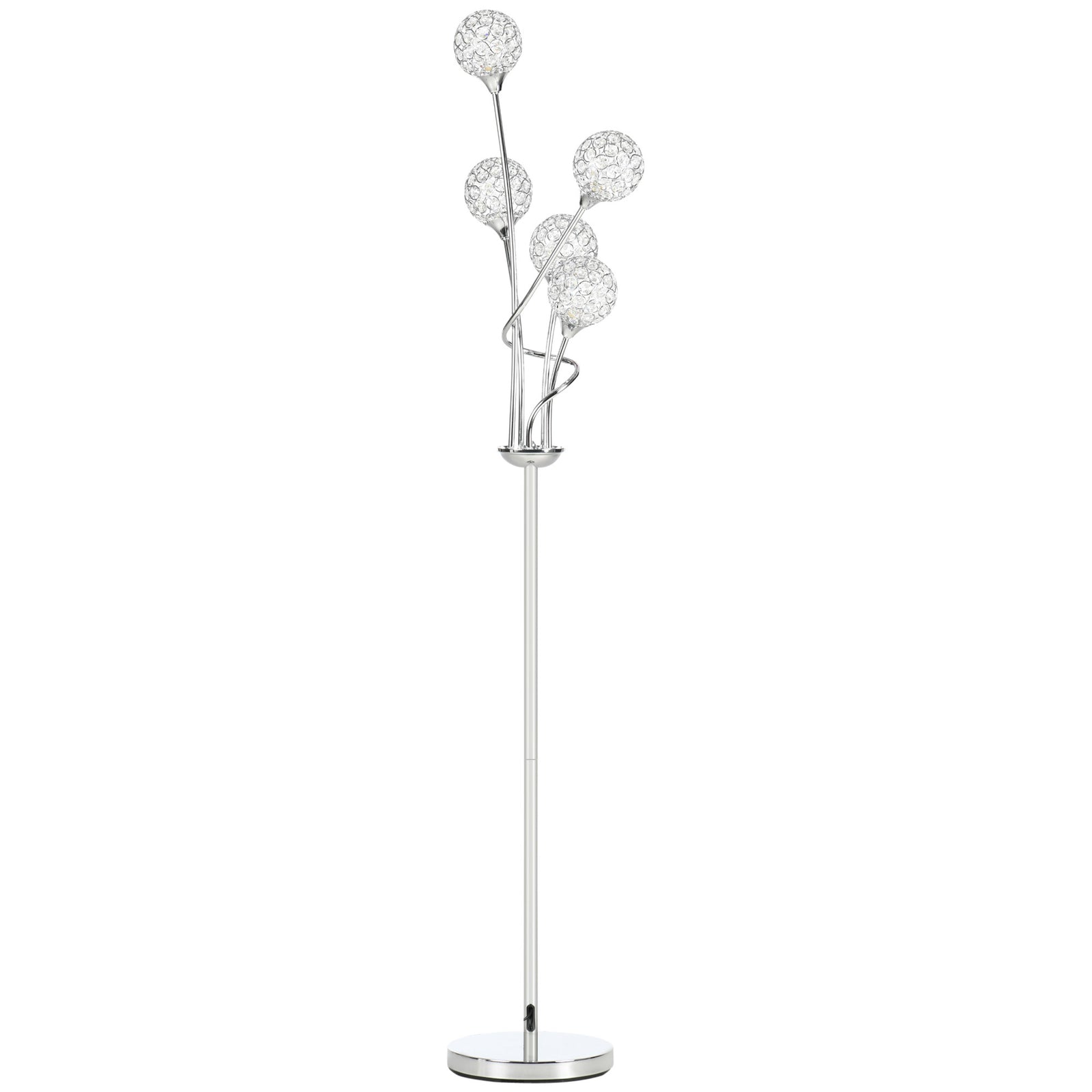 Modern Floor Lamp With K9 Crystal Shade 5 Light | One Size | Silver