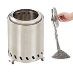 Portable Smokeless Fire Pit With Fire Ring, Pellet Adapter & Ash Grate – Durable Outdoor Stove For Camping & Backyard | Silver