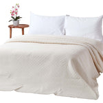 Cotton Contemporary Diamond Pattern Matelassé Bedspread | 260cm x 260cm | Cream