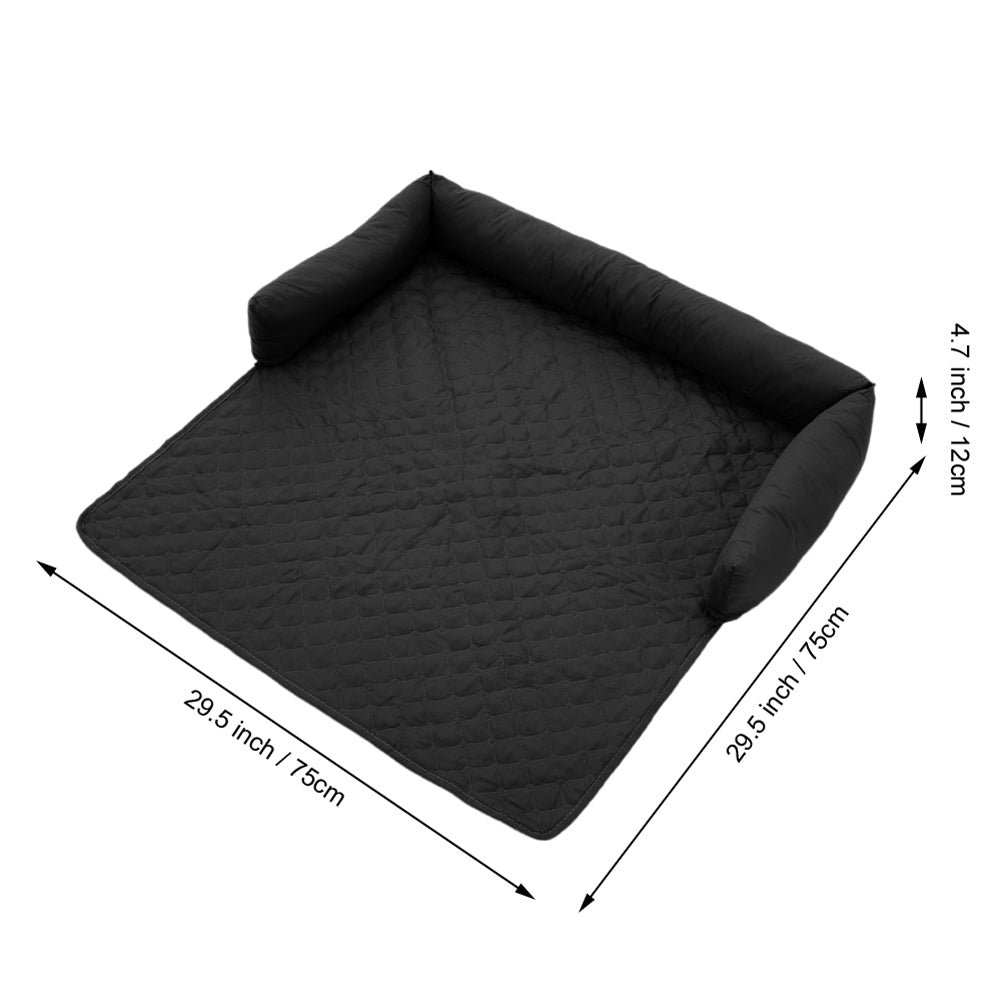 75x75cm Waterproof Pet Bed Furniture Protector Mat Dog Sofa Cover With Pillow | Black