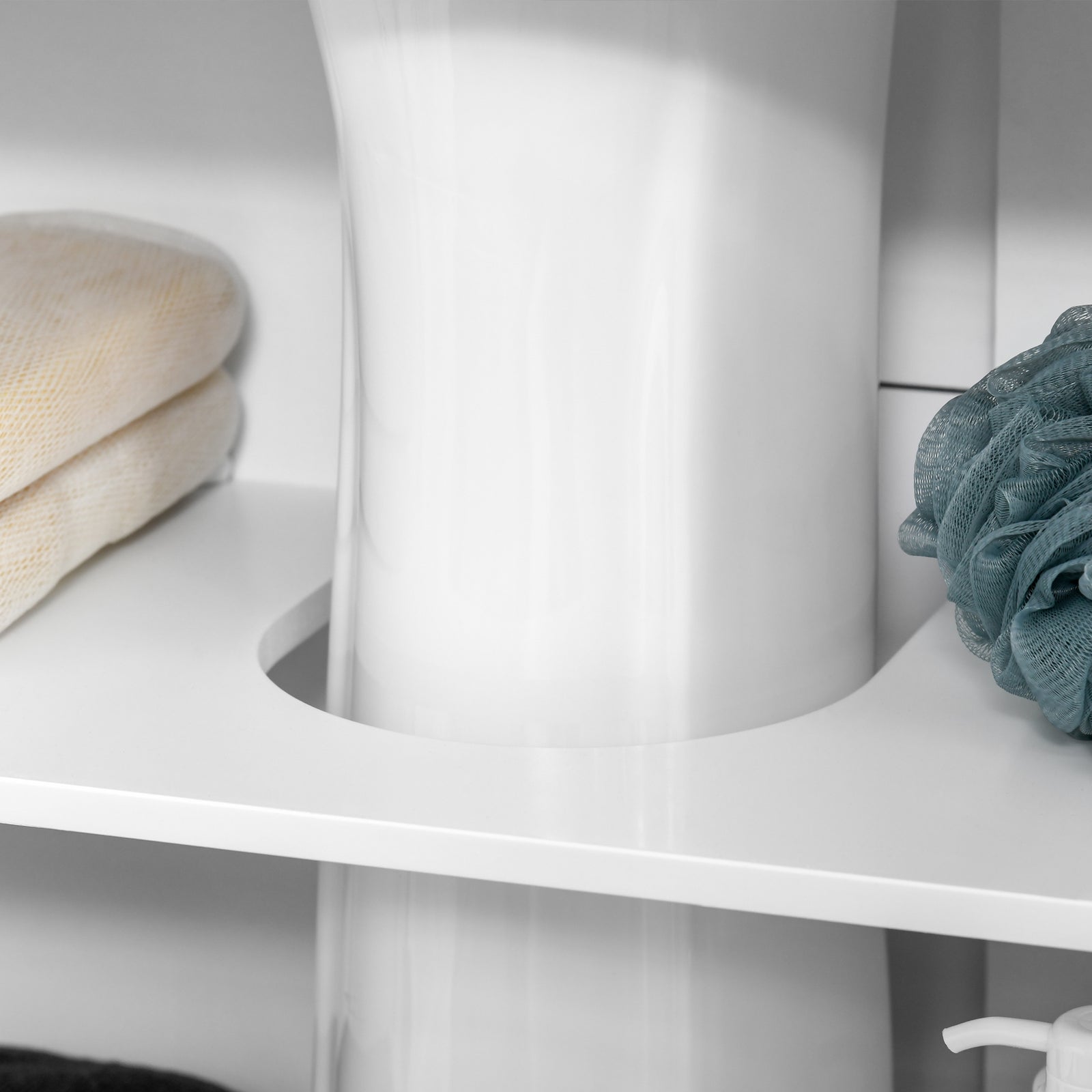 Bathroom Pedestal Under Sink Cabinet With Storage Shelf | One Size | White