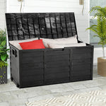 290l Weatherproof Garden Storage Box Outdoor Cabinet With Wheels | Black