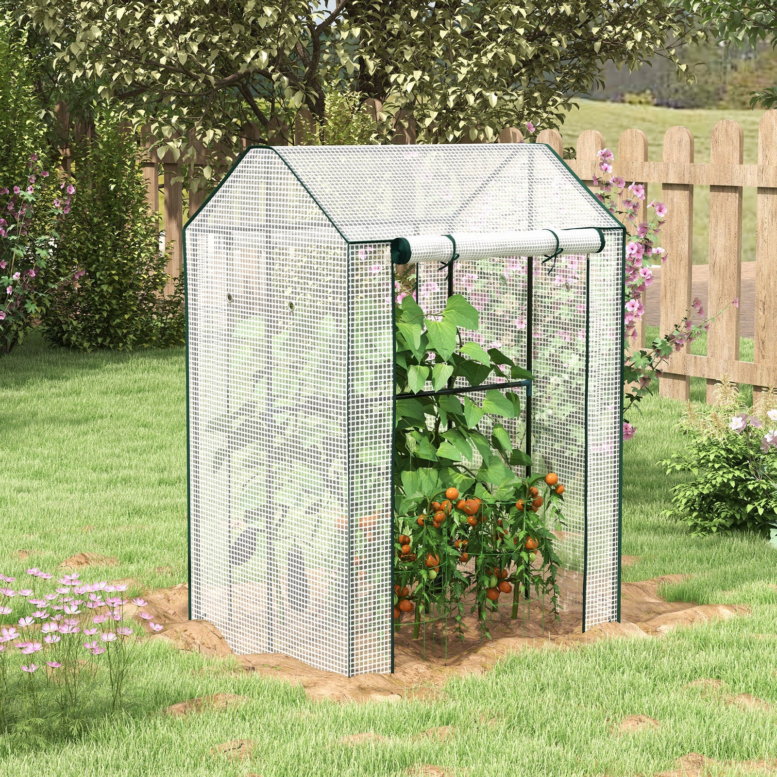 Greenhouse With 2 Roll-up Doors And Vent Holes