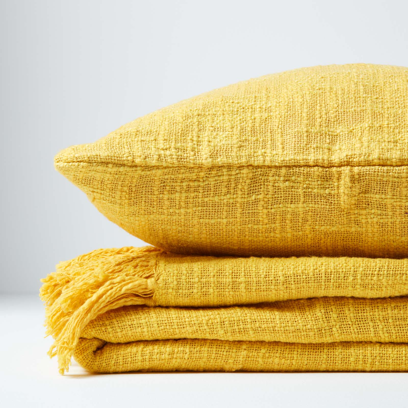Nirvana Handwoven Slub Cotton Throw | 150cm x 200cm | Yellow