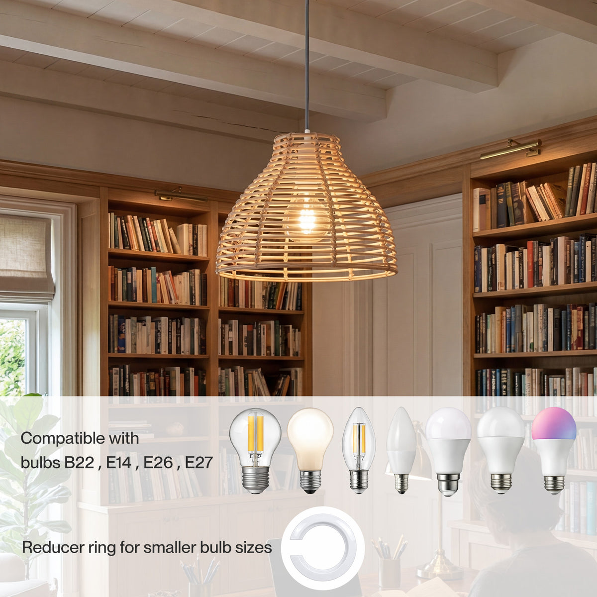 Emitto Ceiling Light Shade Wicker Basket Style Plastic Lampshade Pendant  2pcs