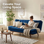 Mondaine Velvet Sofa Bed 3 Seater | Navy Blue