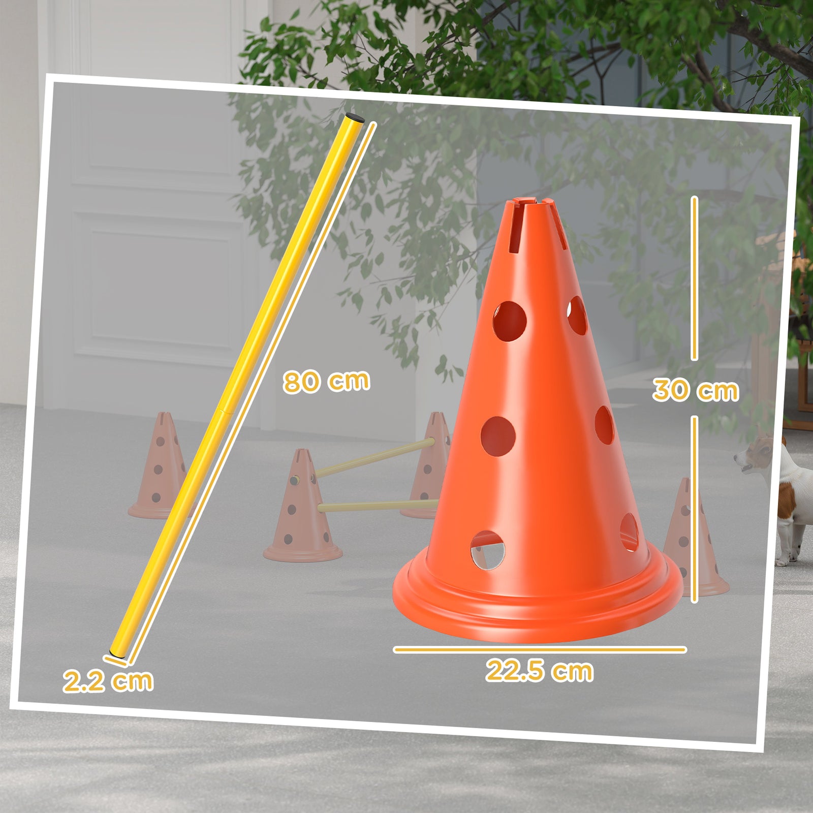 Dog Agility Equipment Set, 3 Pcs Adjustable Height Jumping Obstacles | Small | Orange