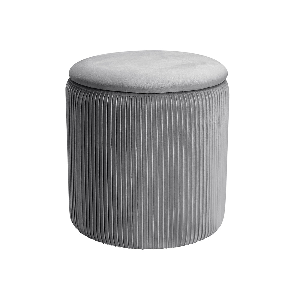 Ottoman Footstool With Storage Modern Pleated Storage Stool 38cm Dia X 38cm H