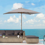 Wooden Garden Parasol Sun Shade Outdoor Umbrella Canopy | Gray