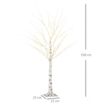 5ft Artificial White Birch Tree Light W/ 96 Warm White Pre-lit Led Light | 5ft | White