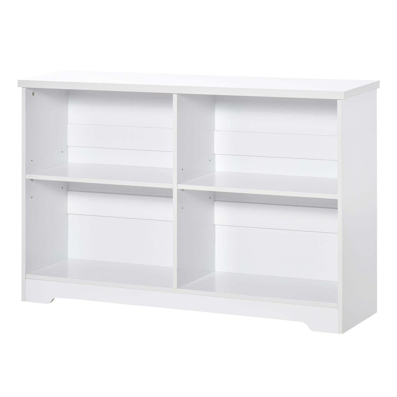 Simple Modern 4 Compartment Low Bookcase With Shelves