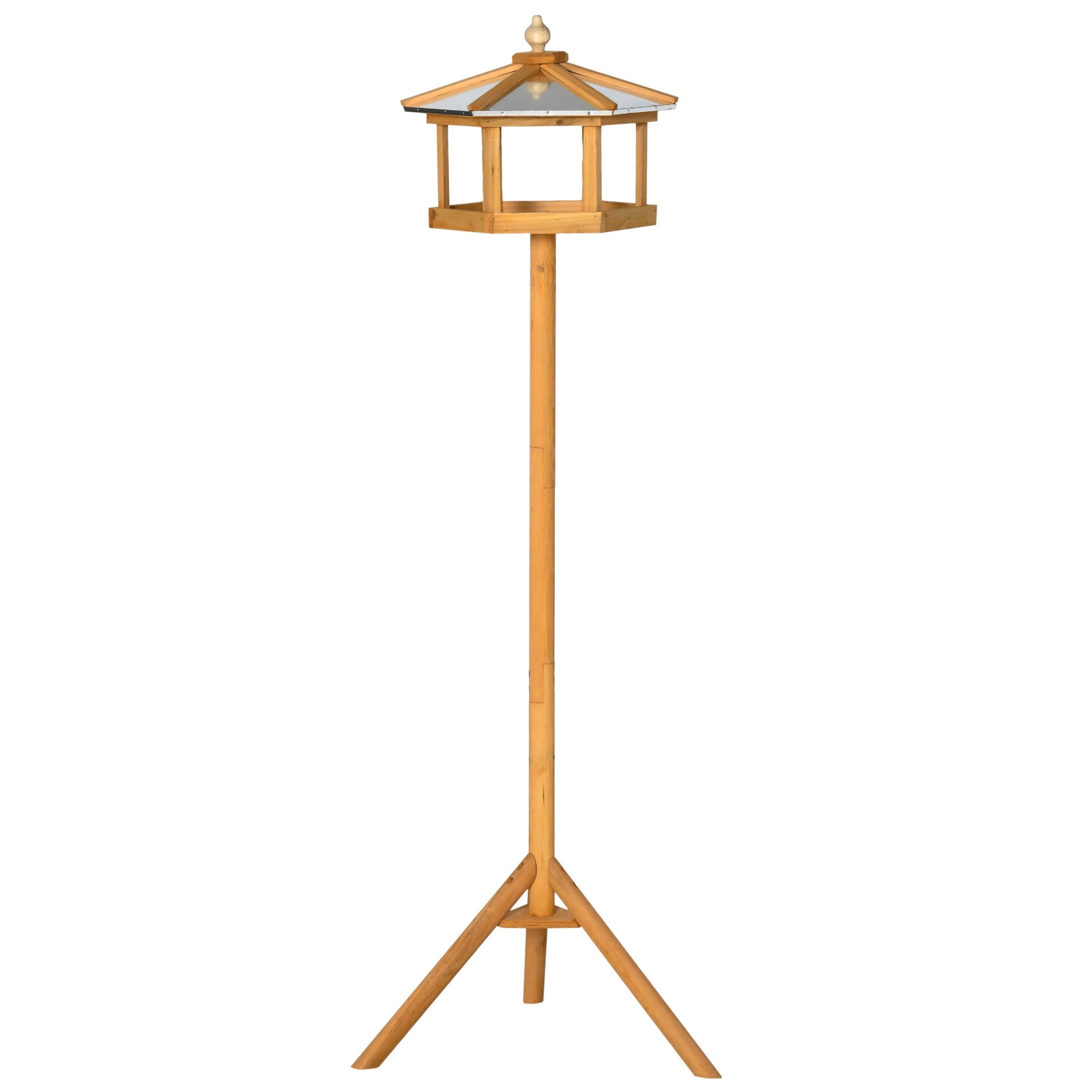 Pawhut Bird Table Wooden Feeding Station With Stand For Garden Wooden 153cm