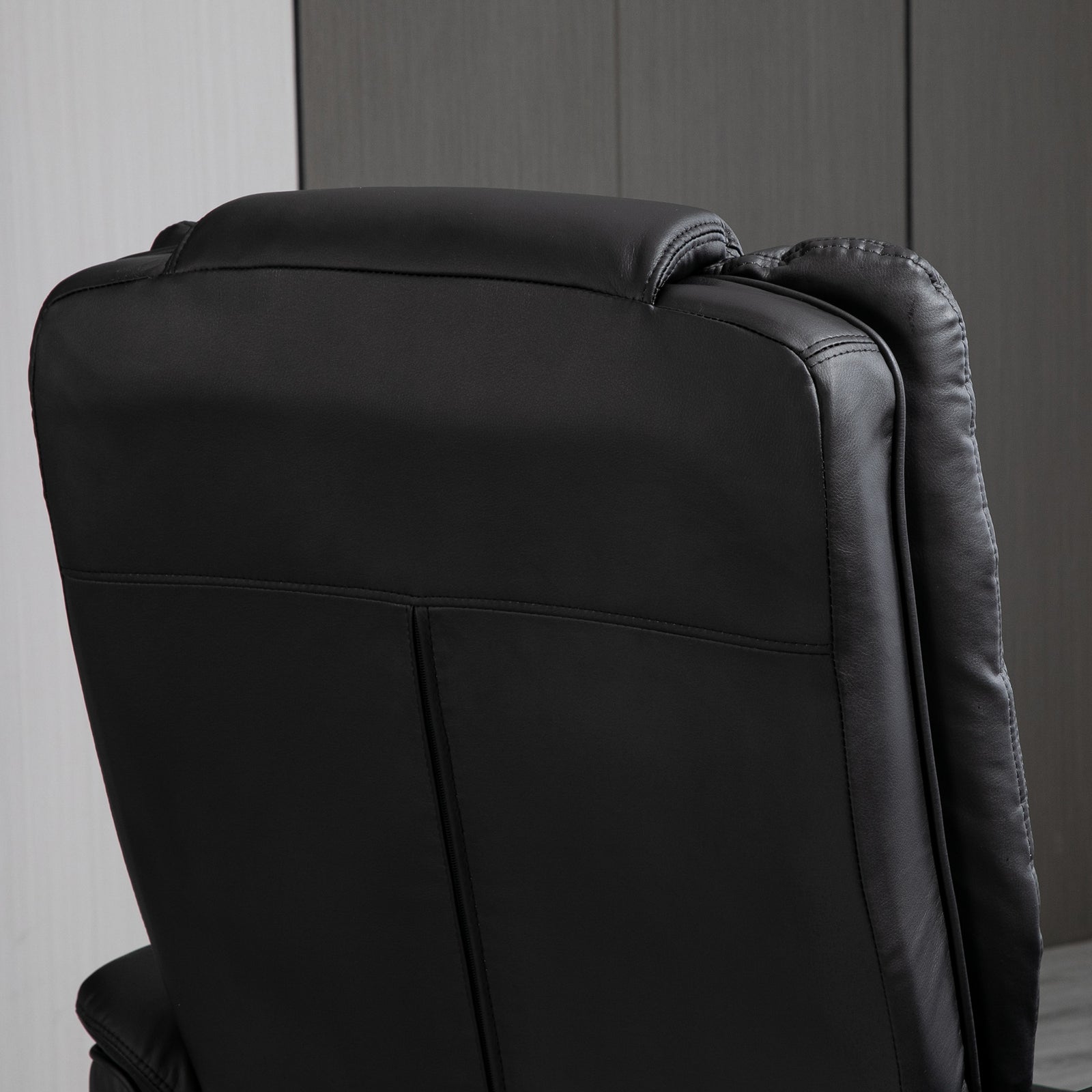 Swivel Manual Recliner And Footrest Set Leather | Black
