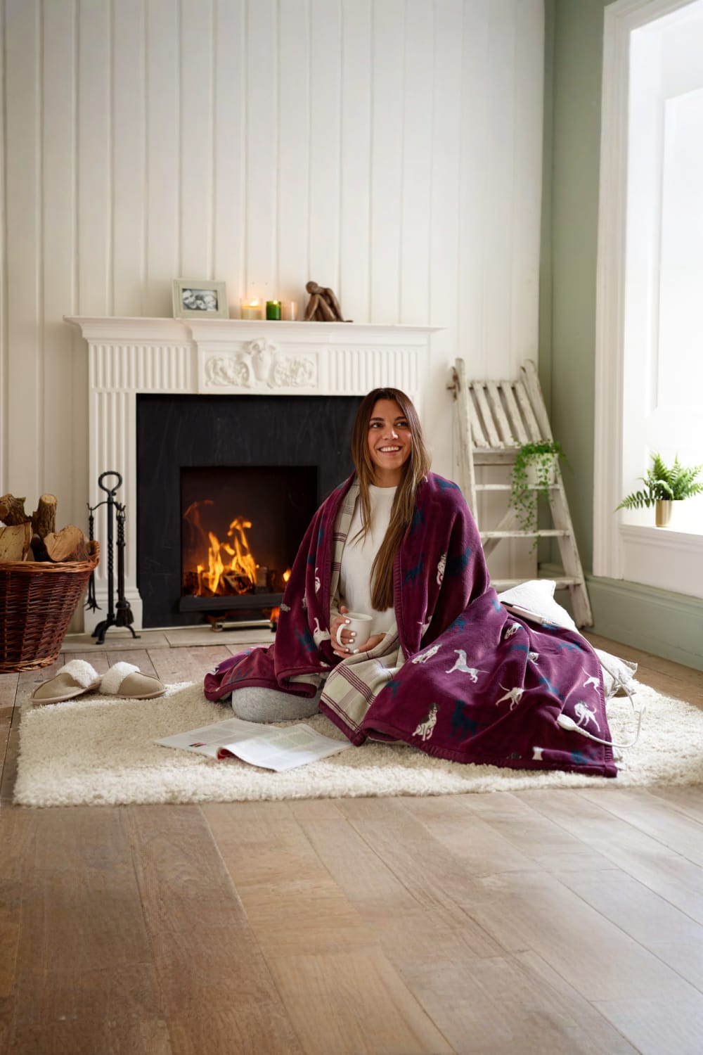 Hounds Heated Throw Blanket – 140x180cm Houndstooth Check With Adjustable Heat Control | 140cm x 180cm | Burgundy