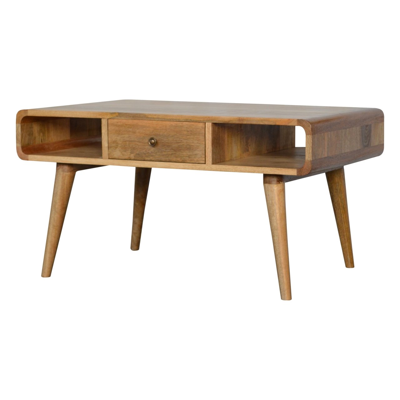 Solid Wood Curved Oak-ish Coffee Table