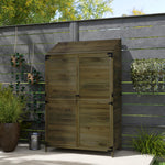 Wooden Garden Storage Shed W/double Doors And Shelves | Green