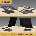 Laptop Stand Adjustable Portable Riser, Foldable Aluminium Holder For Macbook Airpro And 11 To 17 Inch Laptops | Grey